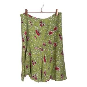 Y2K‎ 90s Harold’s Silk Floral Green Skirt 10 Knee Length CottageCore